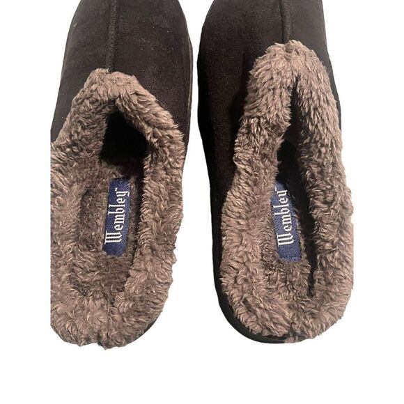 Wembley Slippers Mens Med 8-9 Black Memory Foam Comfort Lasting All Day Wear NEW - Picture 2 of 8